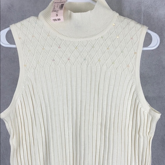 Women’s Turtle Neck Cream Cutoff Sweater - Picture 3 of 5